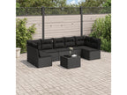 8-piece garden furniture set with cushions, black resin wicker OMVJ73538