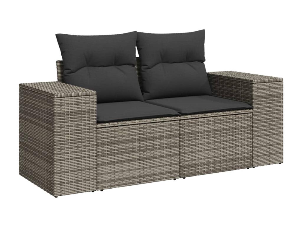 11-piece garden furniture set with grey resin wicker cushions TPUI83426