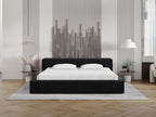 Upholstered bed with storage - 140x200 - double bed - velvet - black - Dekonao QZTU10284