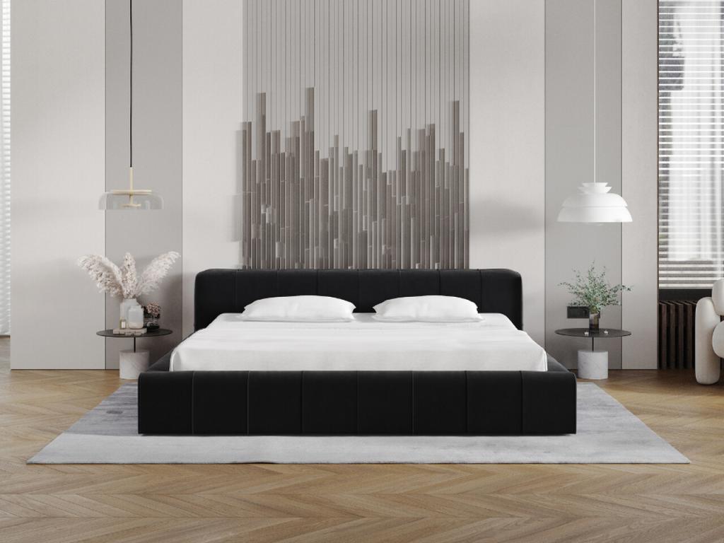 Upholstered bed with storage - 140x200 - double bed - velvet - black - Dekonao QZTU10284