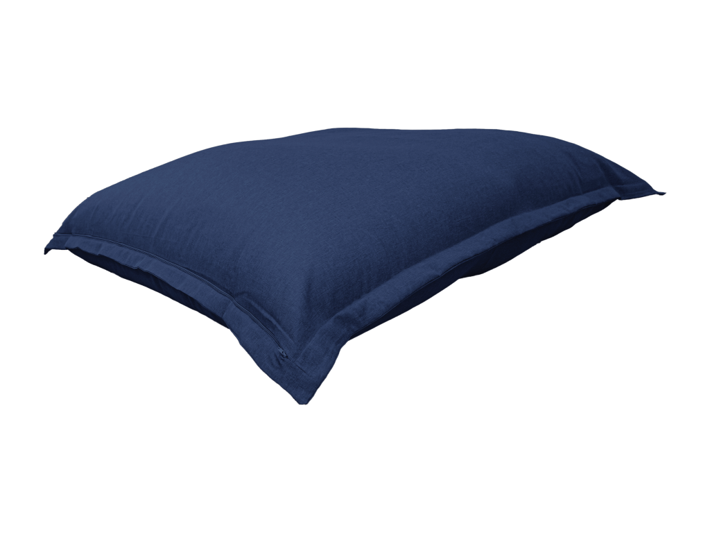 XXL Indoor Pouf with Indigo Blue Linen-Effect Cover, 190x155cm, NTMN77242