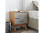Boisona bedside table, grey and brown, solid pine wood, FZHO04937