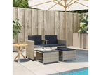 2-seater garden sofa with table and stools, light grey rattan UJDJ97379