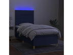 Upholstered bed base with mattress and blue LED lighting, 90x190 cm, fabric XFVT92014