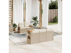Garden furniture set with cushions, 6 pieces, beige woven resin, XVUV87385