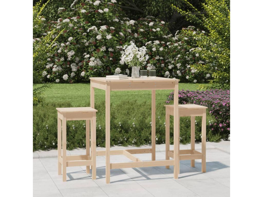 3-piece garden bar set, solid pine wood JEOB84036