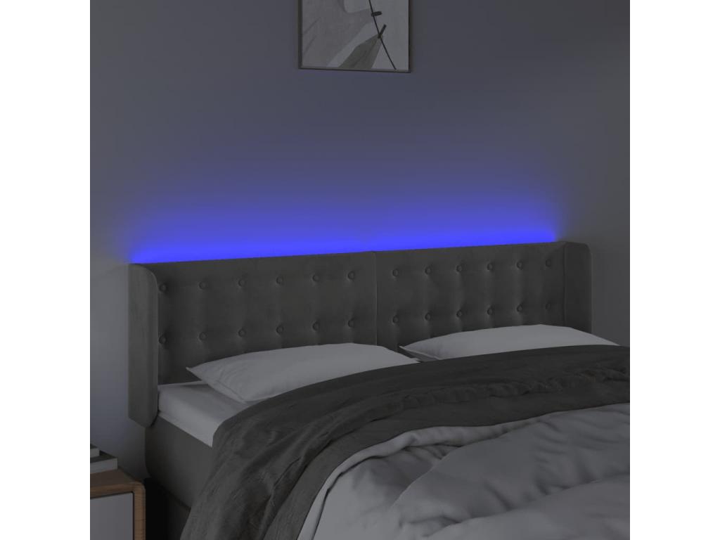 Light Grey LED Headboard 147x16x78/88 cm Velvet JZGE40593