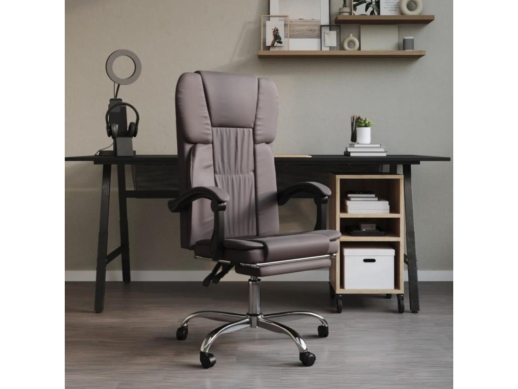 Grey Faux Leather Reclining Office Chair LGAK38033