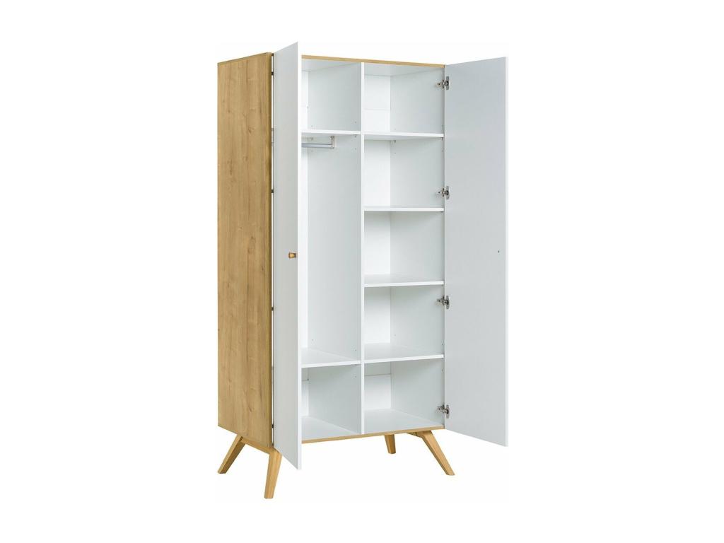 2-door wardrobe with hanging space and 7 shelves, W101 cm - NATURE OAXI49327