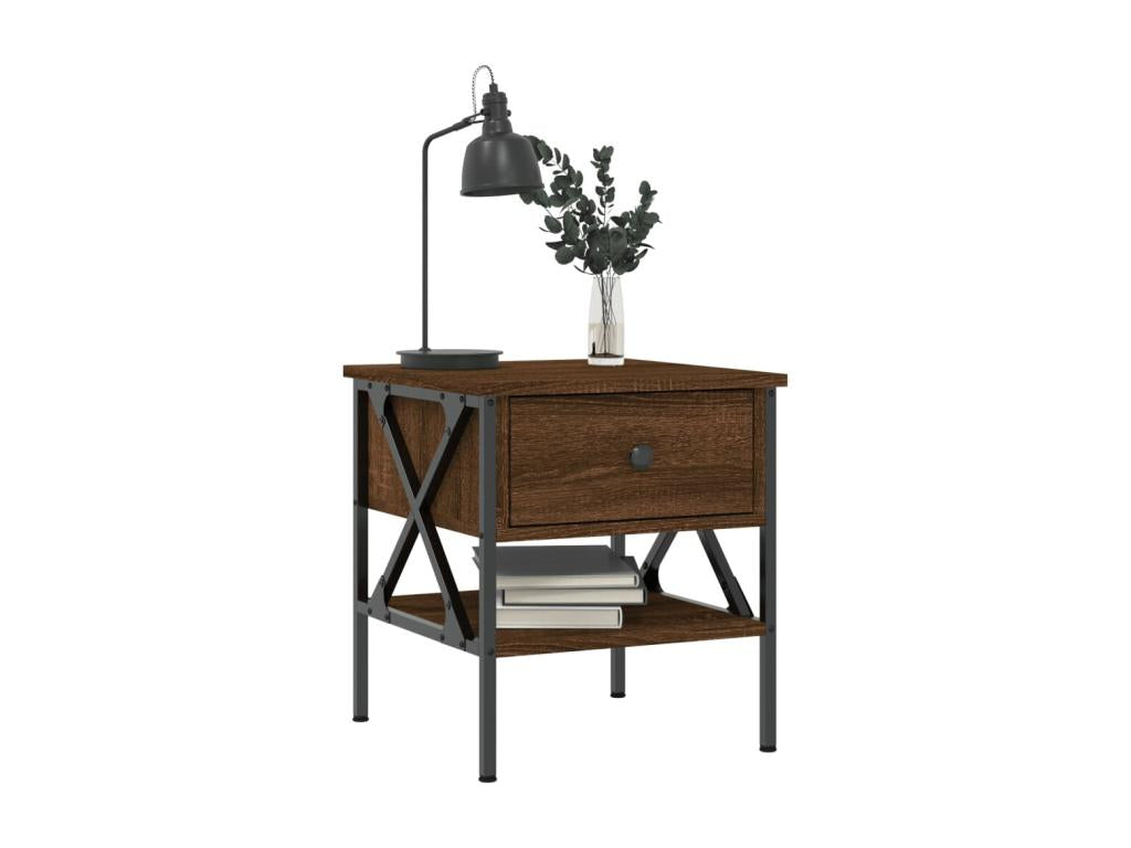 2-piece bedside tables, brown oak, 40x42x45 cm, engineered wood KGHN28913