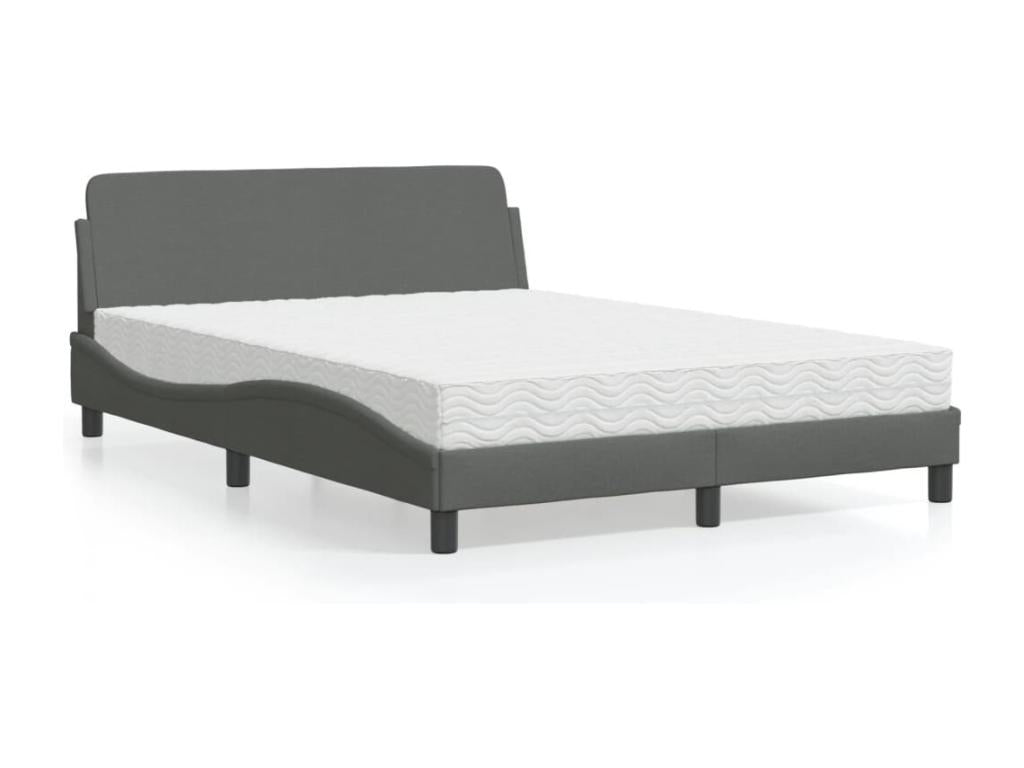 Bed with dark grey mattress 140x200 cm fabric APGC79715