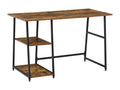 Industrial design computer desk with 2 shelves, particleboard with aged wood effect, black steel ABLU53696