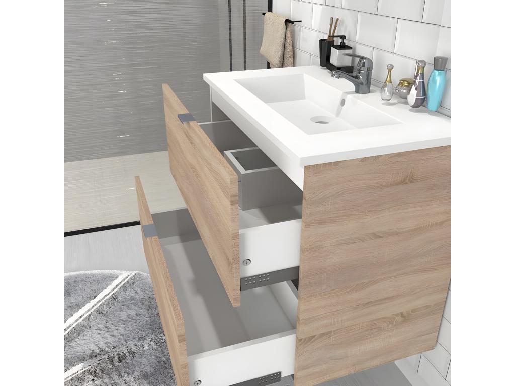 Nobellea 60cm vanity unit with 2 drawers / Whitewashed Oak finish EQWD93055