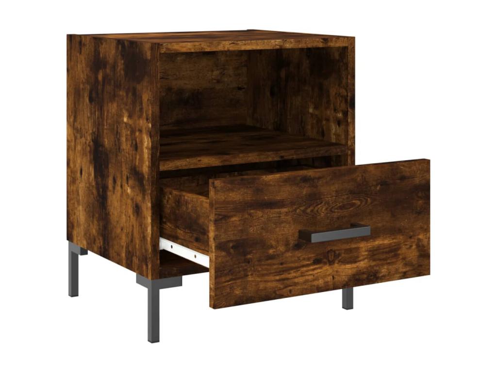 2-piece bedside tables, smoked oak, 40x35x47.5 cm, engineered wood, KFZX00585