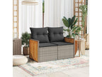2-seater garden sofa with grey woven resin cushions AEGH10371