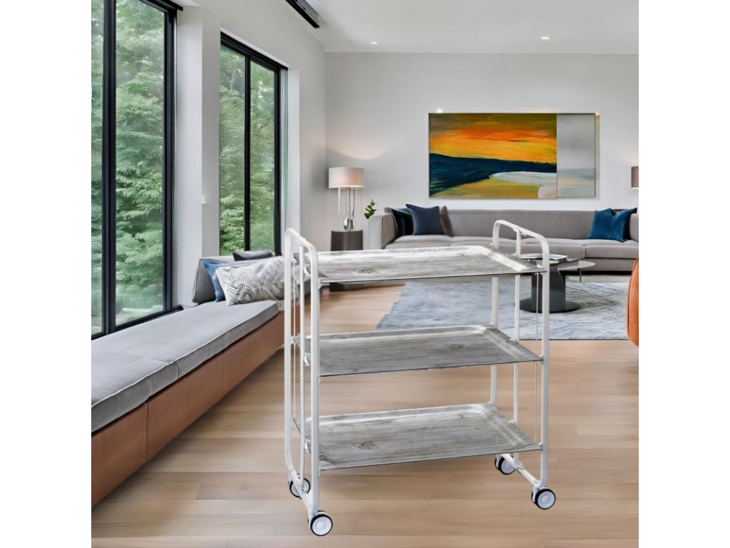 Boisona Folding Rolling Serving Trolley, 3 Tiers - White NQHK56170