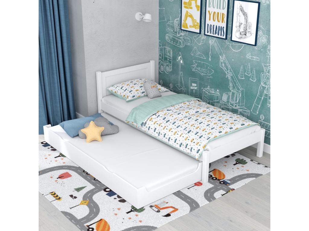 Wooden trundle bed N02 White 120x200 TZDU71113