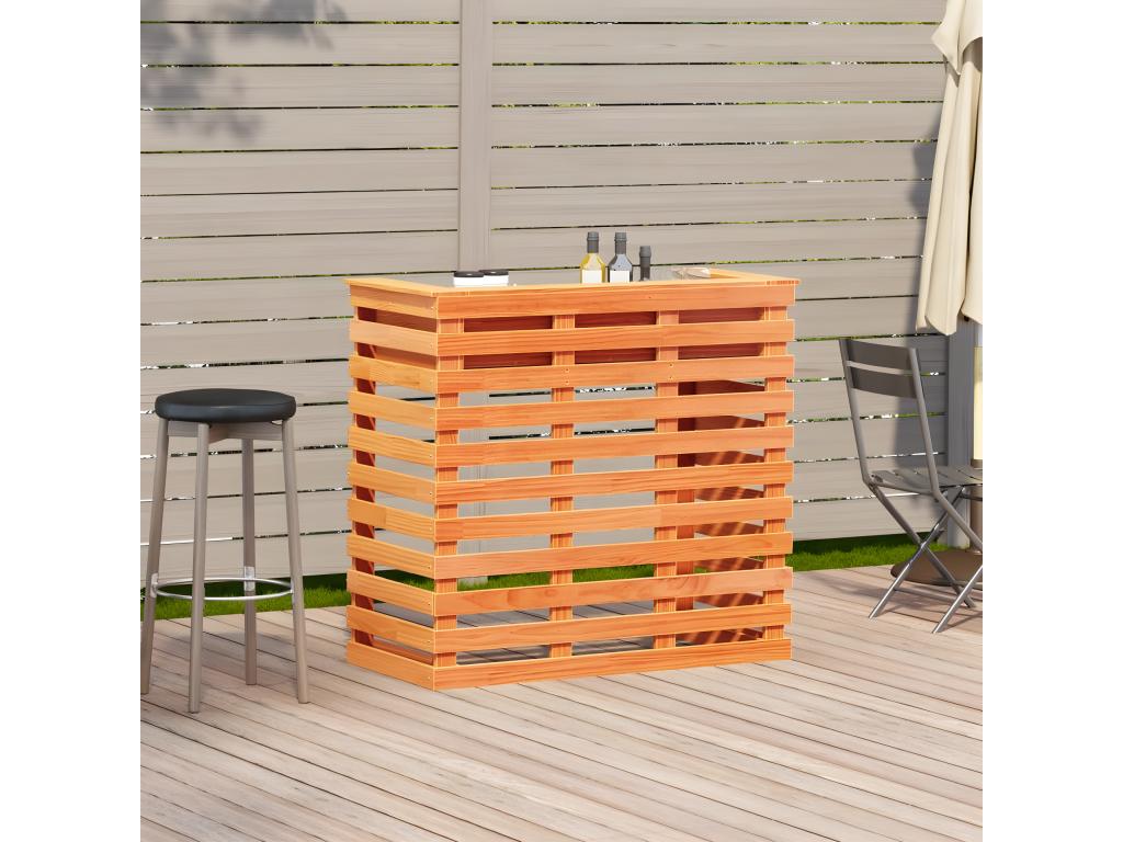 MIVA93233 Outdoor Bar Table, Brown Wax Finish, Solid Pine Wood