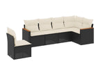 6-piece garden furniture set with cushions, black woven resin, GAZI18491