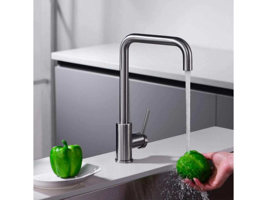 Nobellea Black Gun Metal PVD Kitchen Mixer Tap with Brass Body and 35mm Ceramic Cartridge. QIYH38889