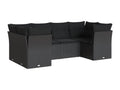 6-piece garden furniture set with cushions, black woven resin NBSU76839