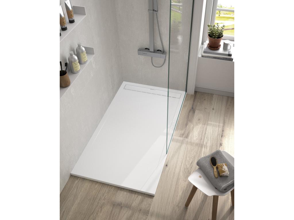 White shower tray with smooth Nobellea SMART finish and colored grate - 190x80 cm YYJL91235