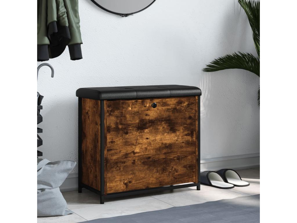 Shoe bench with drop-down drawer, smoked oak, 62x32x56 cm FVGI26649