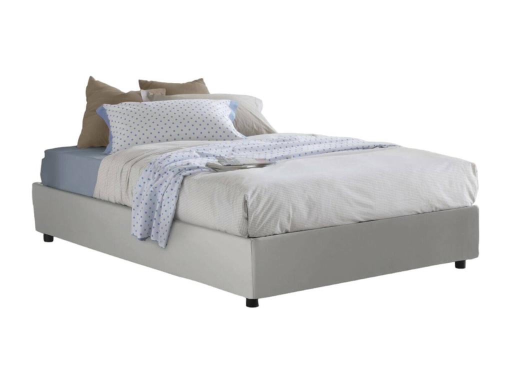 Dekonao double bed with storage, eco-leather upholstery, Made in Italy, front opening, suitable for a 120x190 cm mattress, white ZWOW19247