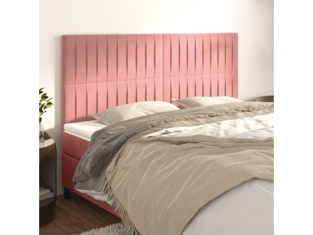 4-piece headboard set, pink, 100x5x78/88 cm, velvet, ENTQ68052