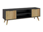 Dekonao - 140cm TV Stand with 2 Doors, Scandinavian Style, Solid Waxed Pine SOXD44615