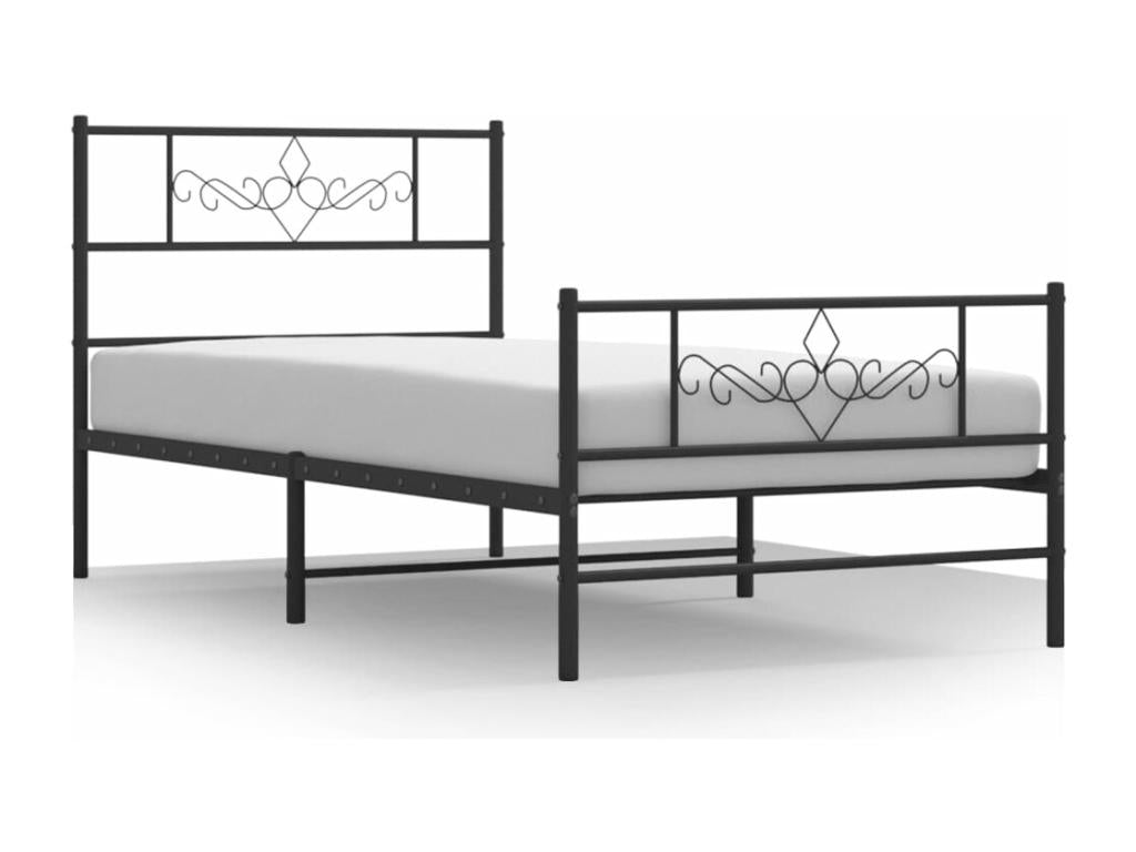 Metal bed frame with headboard/footboard, black, 80x200 cm FWAK61206