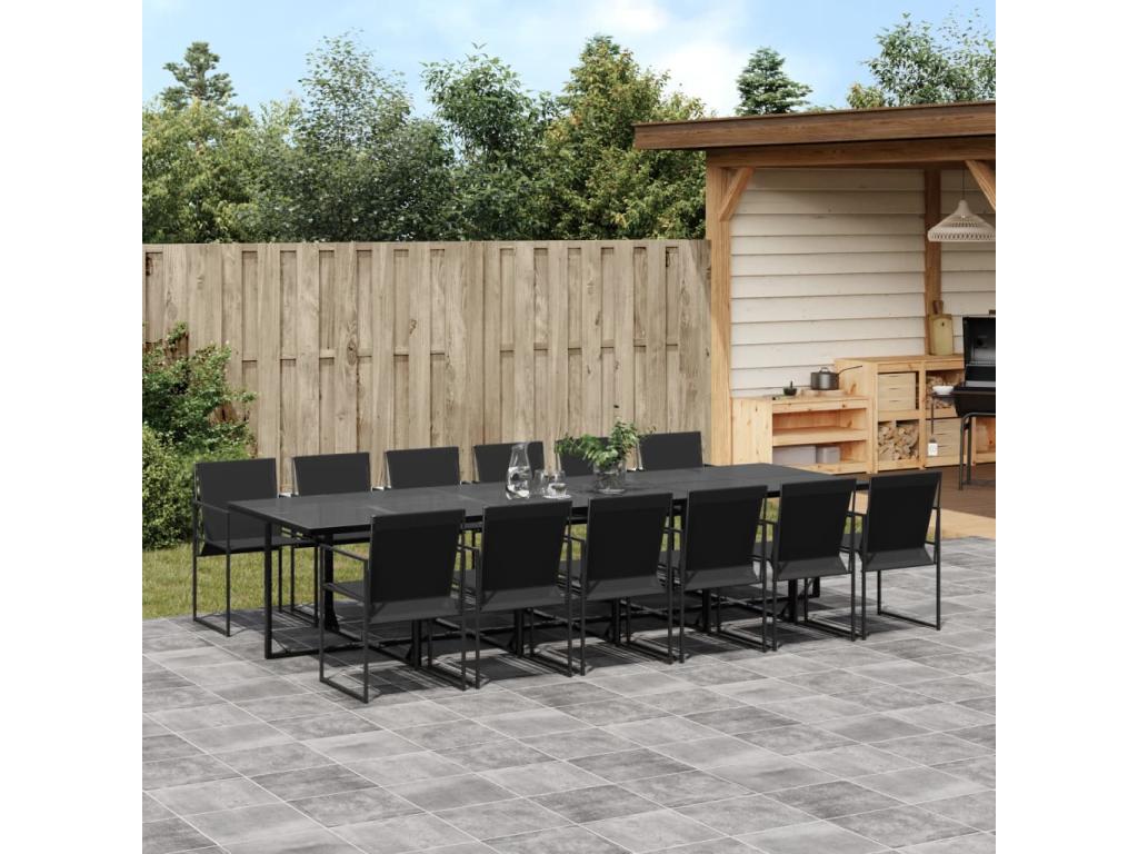 13-piece black textilene garden dining set UEHC25043