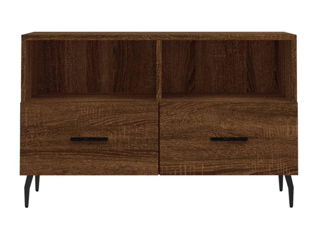 Brown Oak TV Stand 80x36x50 cm Engineered Wood QKSV13464