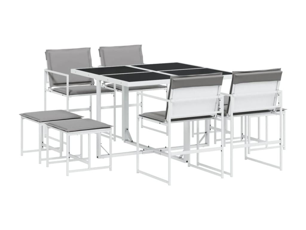 Nobellea 9-Piece White Garden Dining Set with Cushions JRUL11685