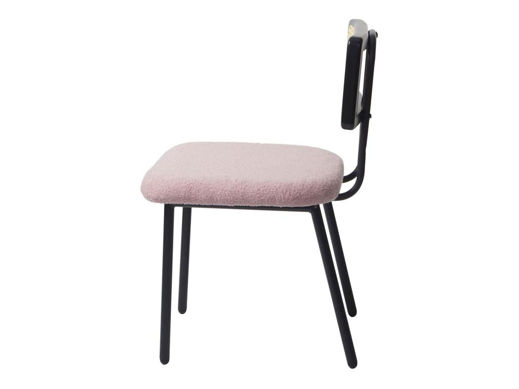 Set of 2 Nobellea-K88 dining chairs - armchair - wood, poly rattan, metal frame - pink fabric/textile ALUS32042