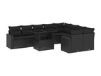 10-piece garden furniture set with cushions, black woven resin BJOL35720