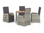 5-piece garden dining set with grey resin wicker cushions HLXP47905