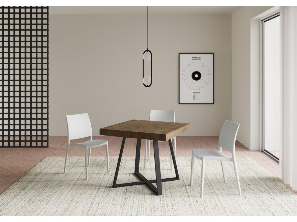 Nobellea extendable table 90x90/194 cm, walnut finish, anthracite legs HXRH90141