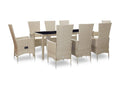 9-piece garden furniture set with cushions, woven resin, beige, TLIJ07231
