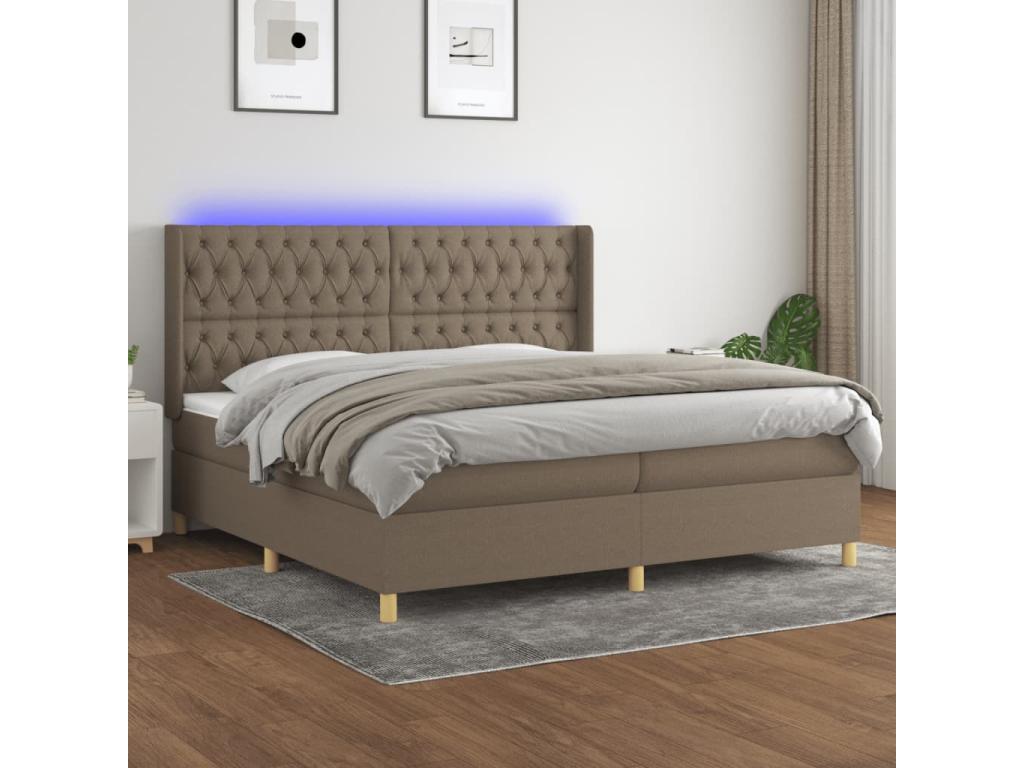 Upholstered bed base and mattress with Nobellea LED lighting, 200x200 cm, Fabric EOBP95924