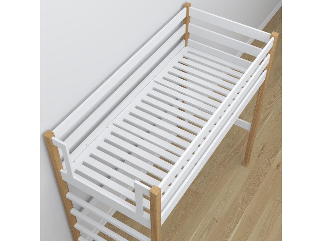 Wooden loft bed - with desk N01 White / Natural Oak 100x180 PEPY03735