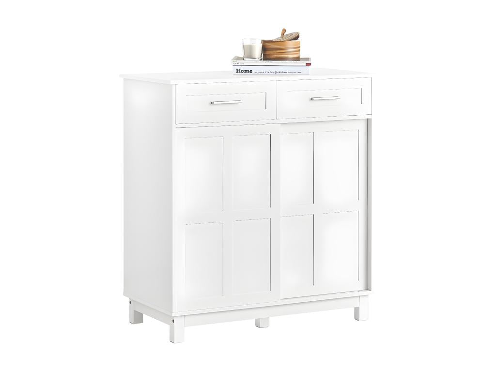 Dekonao FSB84-W Storage Unit, Entryway Cabinet, Shoe Cabinet, Multi-storage Cabinet with 2 Drawers and 2 Sliding Doors OSEX52591