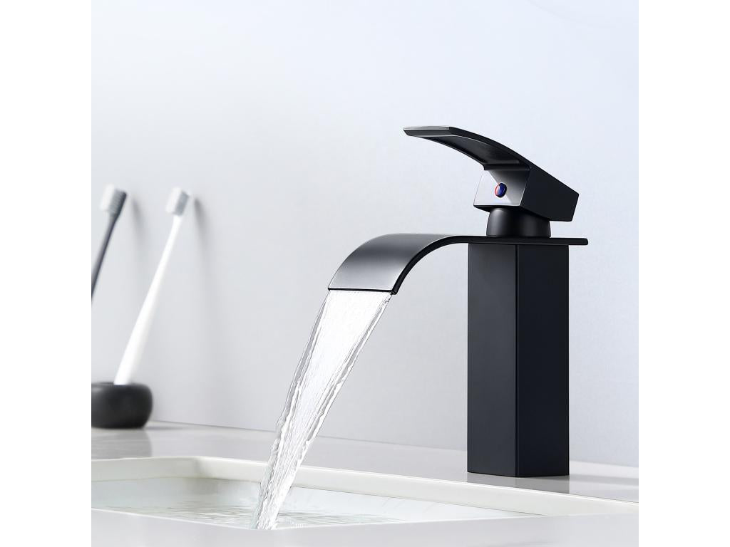Nobellea Basin Mixer Tap with Pull-Out Spray Head, Bathroom Faucet for Countertop Basin, Black JJYO12595