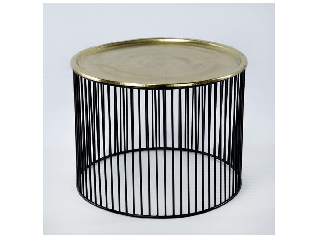 Dekonao HVGZ51386 Round Black and Gold Metal Side Table