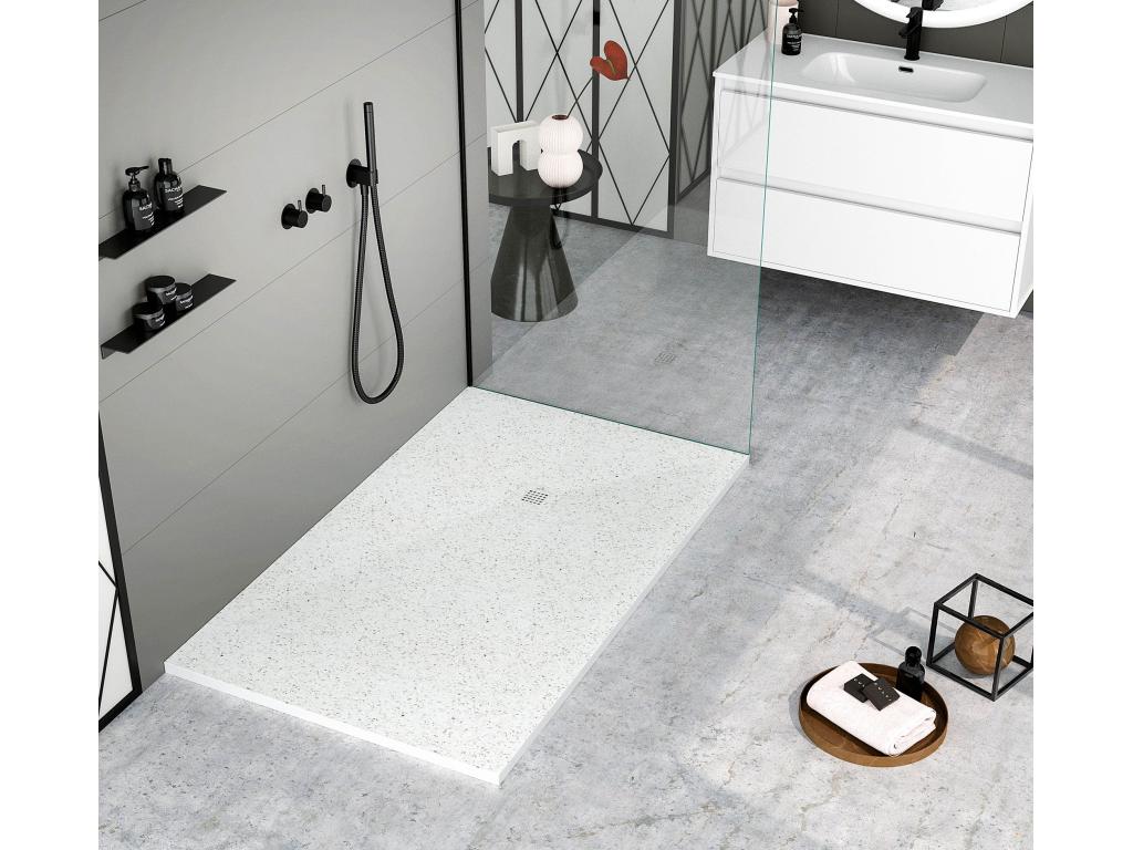 Nobellea White Shower Tray with Smooth Finish, Nobellea 3D Color Grid - 120x90 cm SPGK19162
