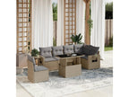 7-piece garden furniture set with cushions, beige woven resin UHNK91337