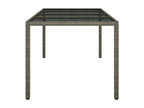 Grey garden table 190x90x75 cm Tempered glass/woven resin RTQA96184