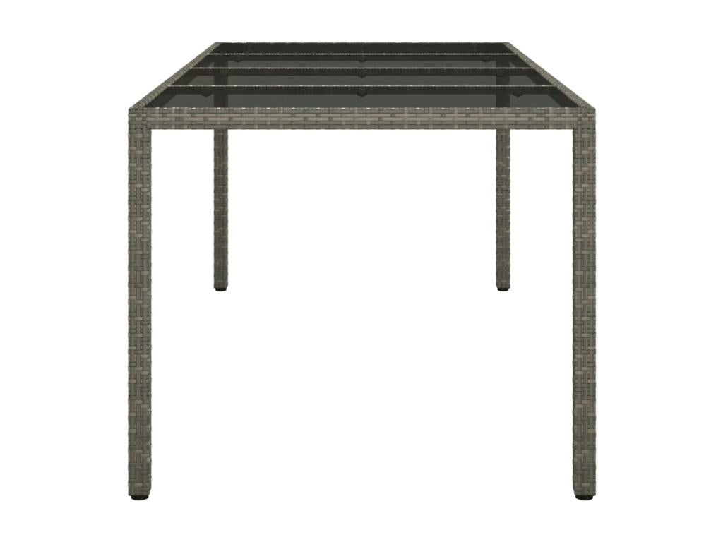 Grey garden table 190x90x75 cm Tempered glass/woven resin RTQA96184