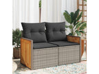 2-seater garden sofa with grey woven resin cushions AEGH10371