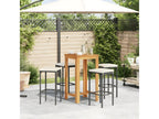 Nobellea 5-piece black solid wood garden bar set with rattan accents PBYF46781